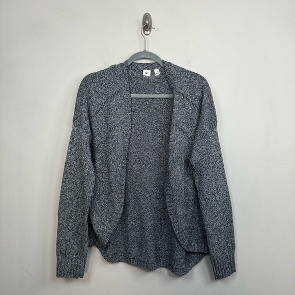 Tentree Anoba Organic Cotton Open Front Pointelle Cardigan Black and White XS - Picture 2 of 10